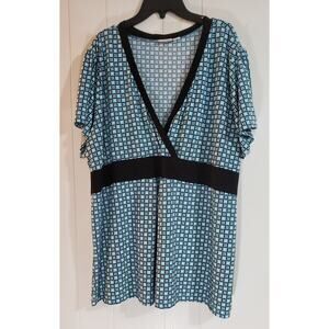 Cato size 22/ 24 blue, white and black geo checked blouse